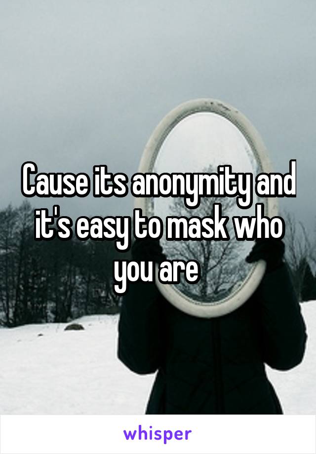 Cause its anonymity and it's easy to mask who you are 