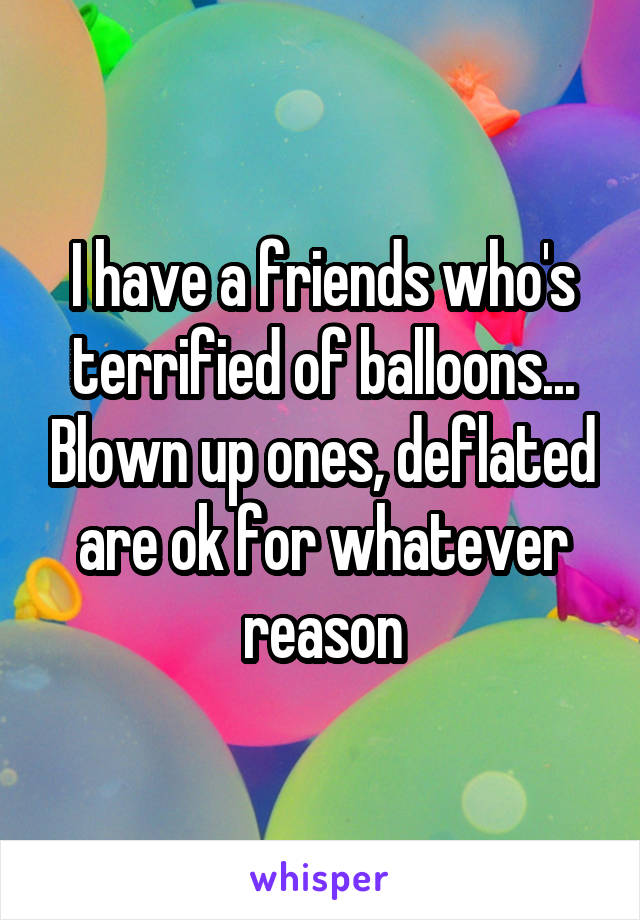 I have a friends who's terrified of balloons... Blown up ones, deflated are ok for whatever reason