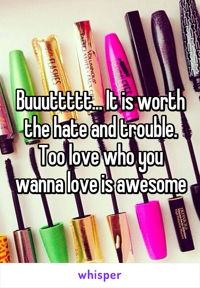 Buuuttttt... It is worth the hate and trouble. Too love who you wanna love is awesome