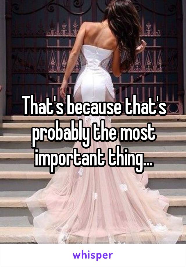 That's because that's probably the most important thing...