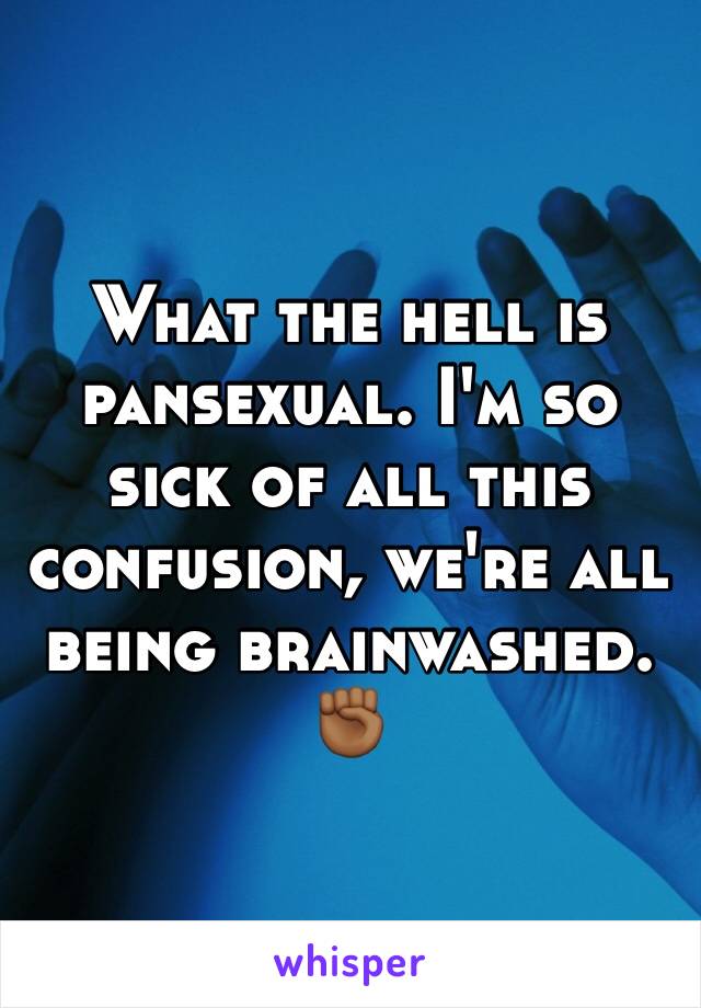 What the hell is pansexual. I'm so sick of all this confusion, we're all being brainwashed. ✊🏾