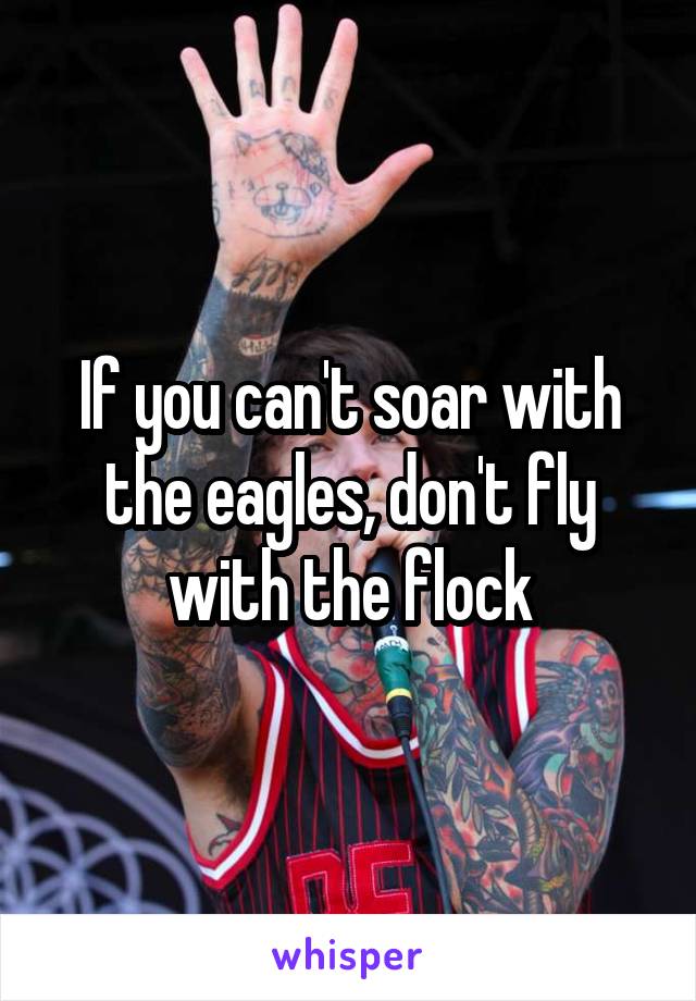 If you can't soar with the eagles, don't fly with the flock