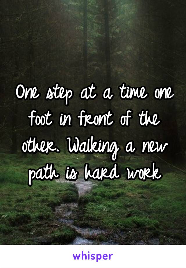 One step at a time one foot in front of the other. Walking a new path is hard work