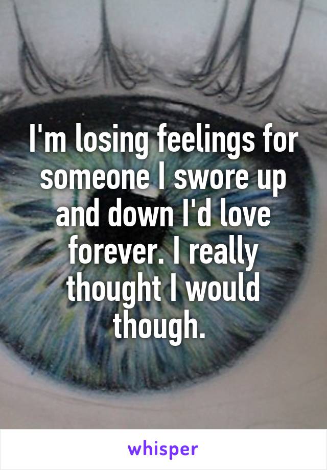 I'm losing feelings for someone I swore up and down I'd love forever. I really thought I would though. 