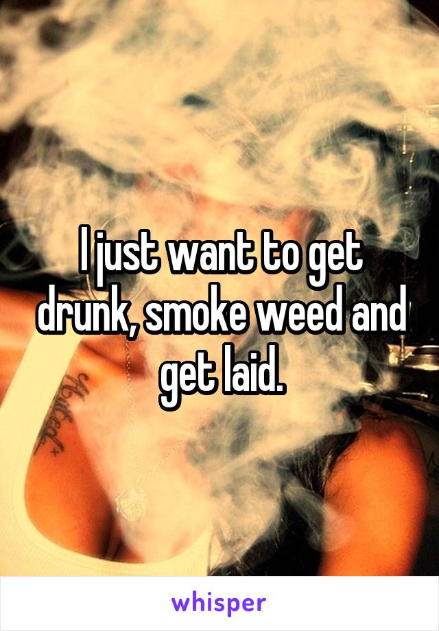 I just want to get drunk, smoke weed and get laid.