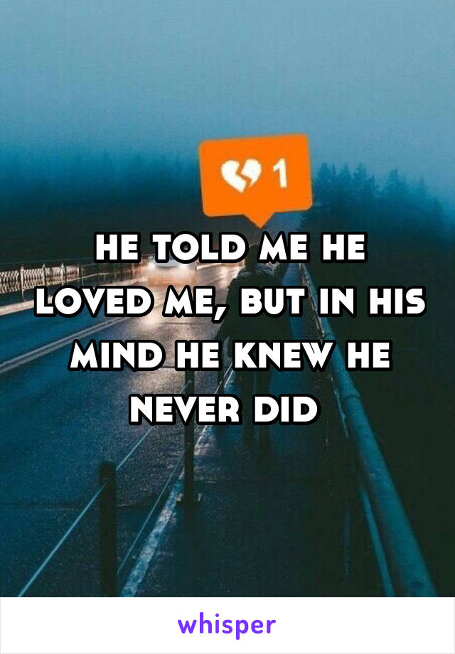 he told me he loved me, but in his mind he knew he never did 