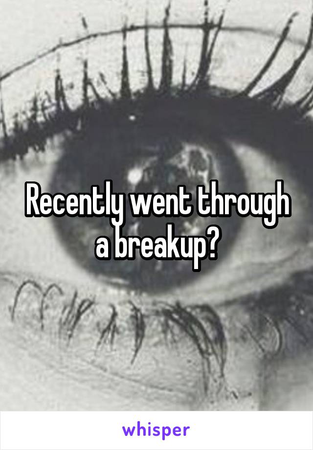 Recently went through a breakup?