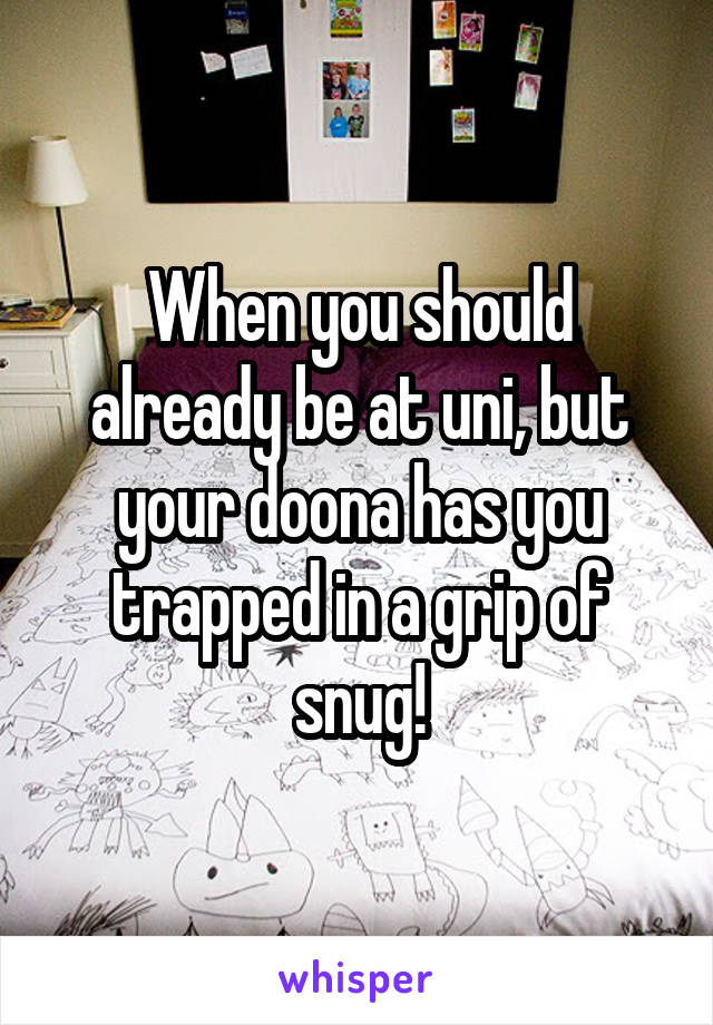 When you should already be at uni, but your doona has you trapped in a grip of snug!