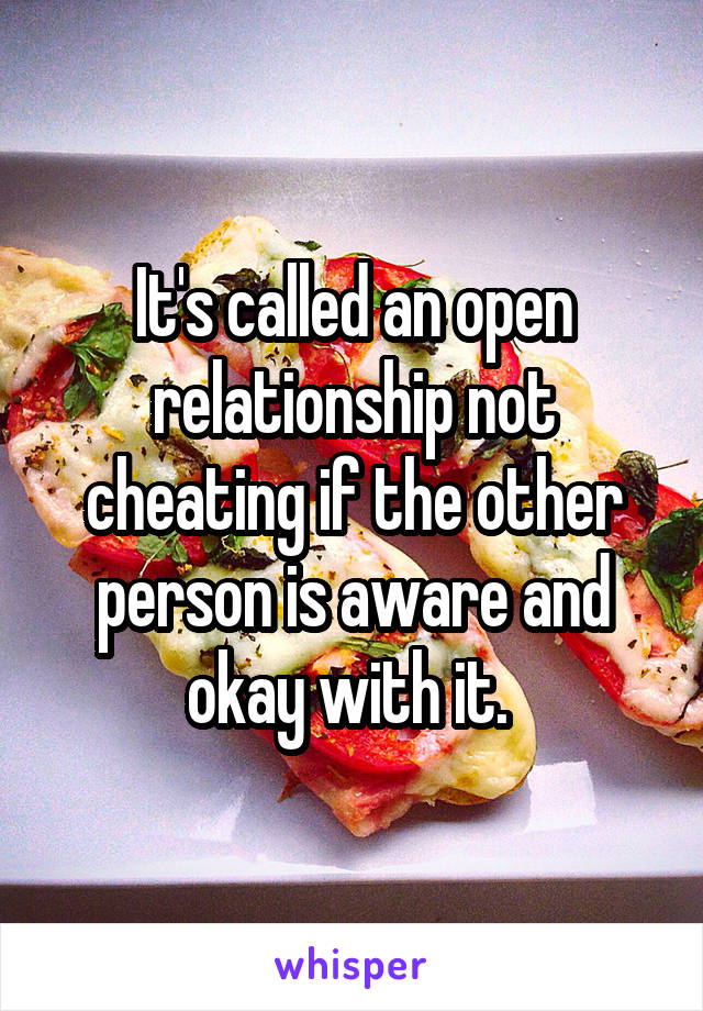 It's called an open relationship not cheating if the other person is aware and okay with it. 