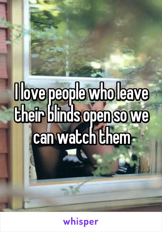 I love people who leave their blinds open so we can watch them