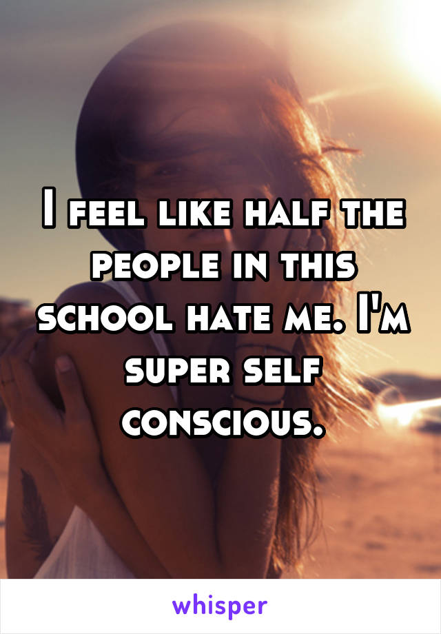 I feel like half the people in this school hate me. I'm super self conscious.