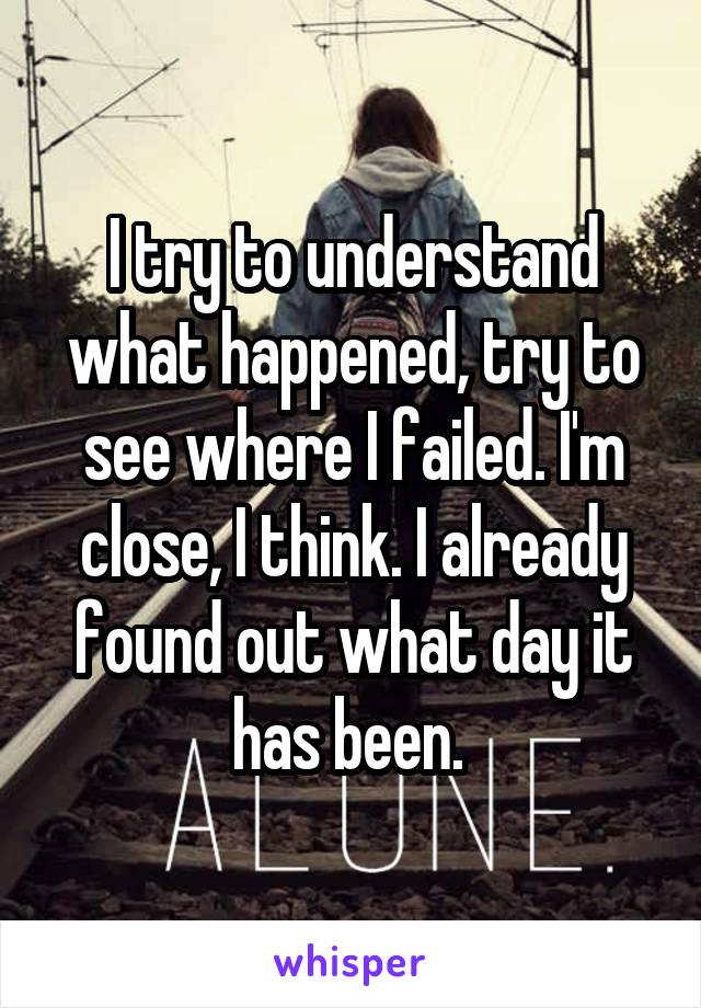 I try to understand what happened, try to see where I failed. I'm close, I think. I already found out what day it has been. 