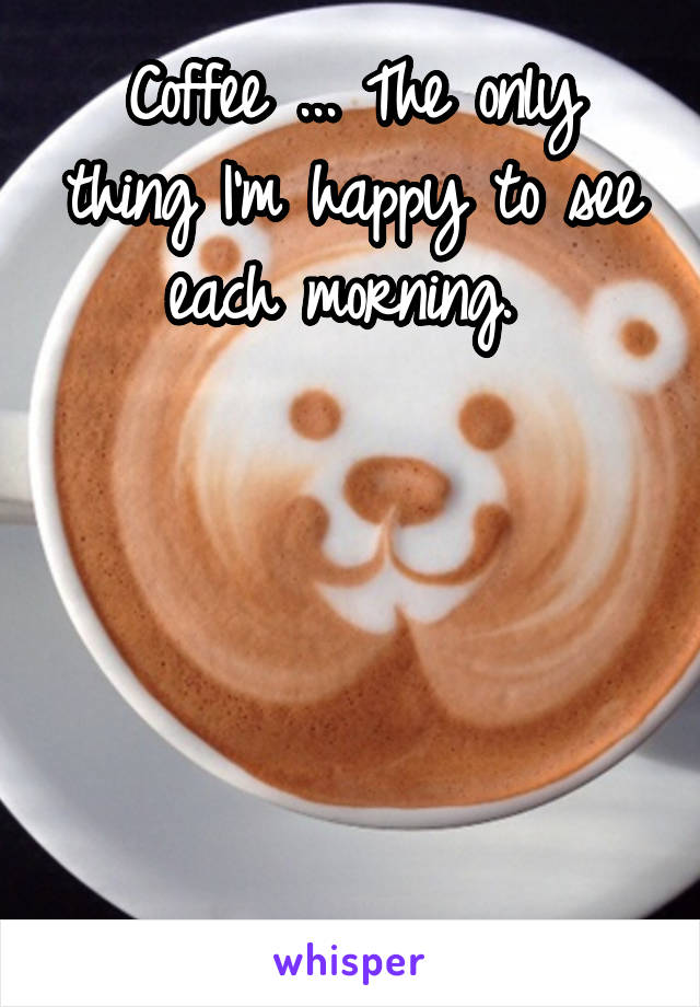 Coffee ... The only thing I'm happy to see each morning. 





