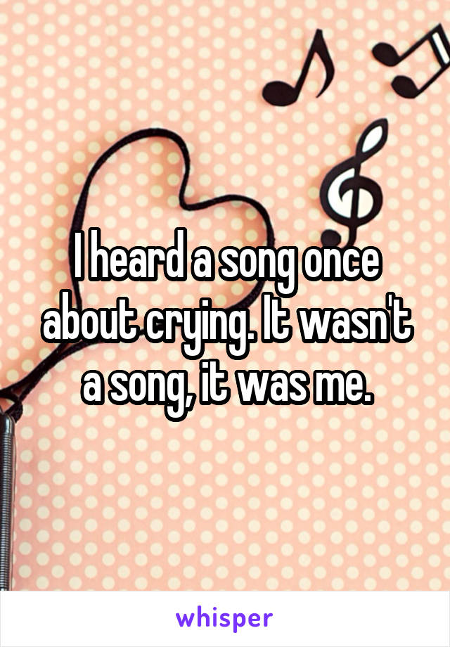 I heard a song once about crying. It wasn't a song, it was me.