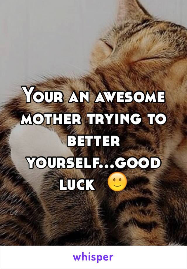 Your an awesome mother trying to better yourself...good luck  🙂