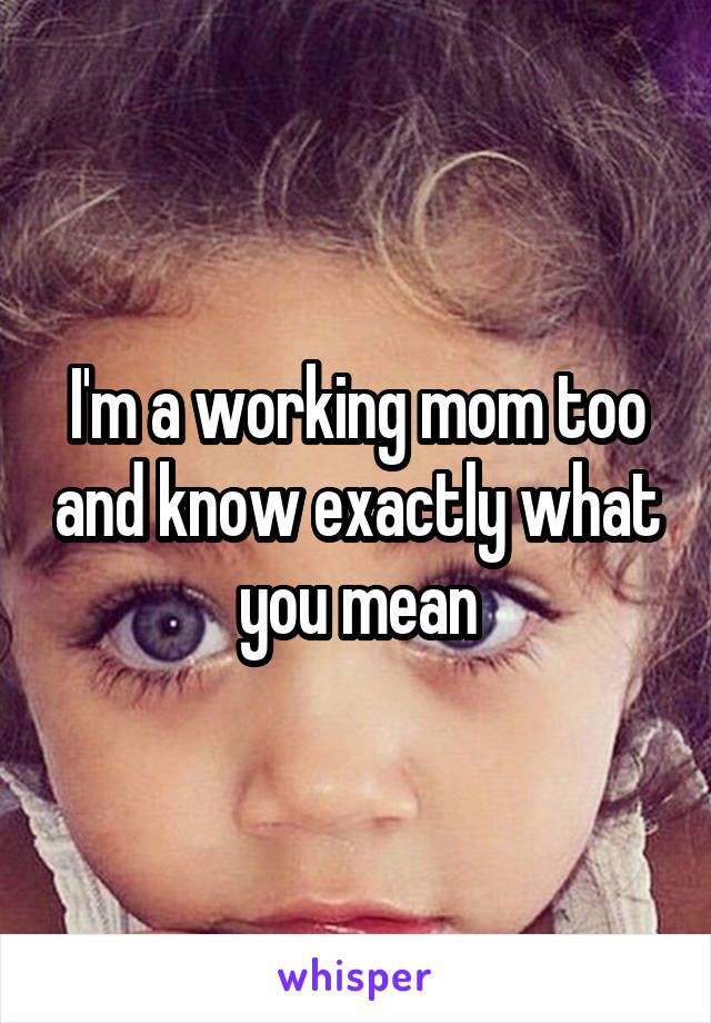 I'm a working mom too and know exactly what you mean