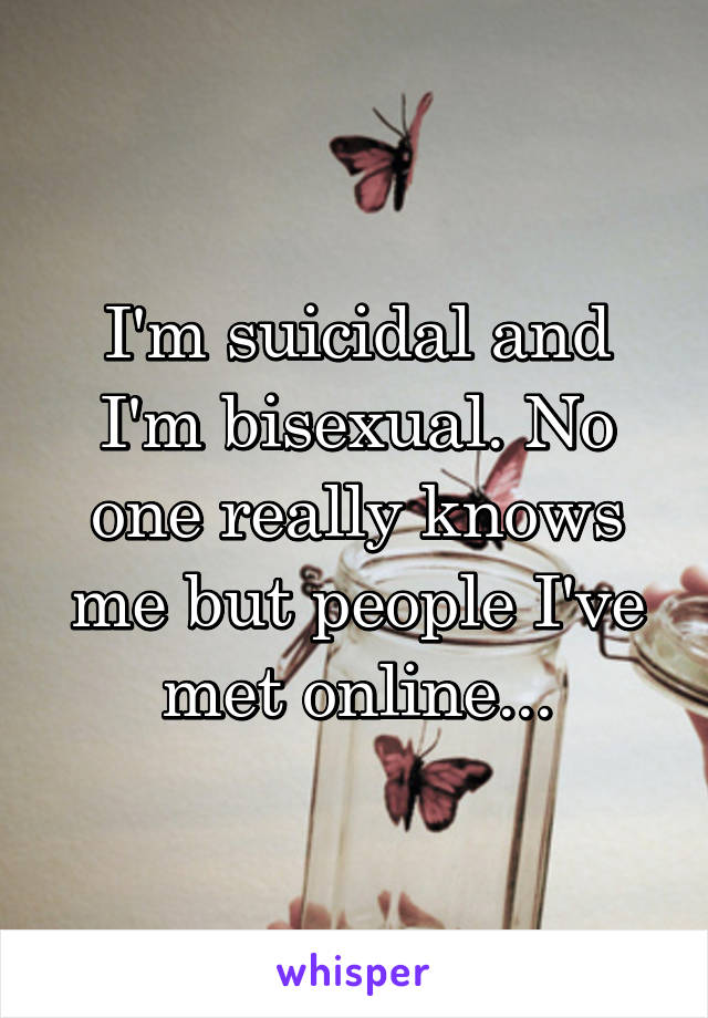 I'm suicidal and I'm bisexual. No one really knows me but people I've met online...