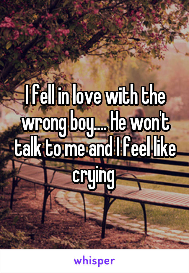 I fell in love with the wrong boy.... He won't talk to me and I feel like crying 