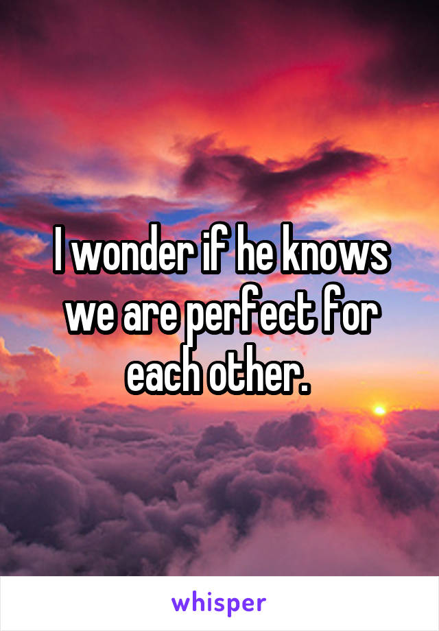 I wonder if he knows we are perfect for each other. 