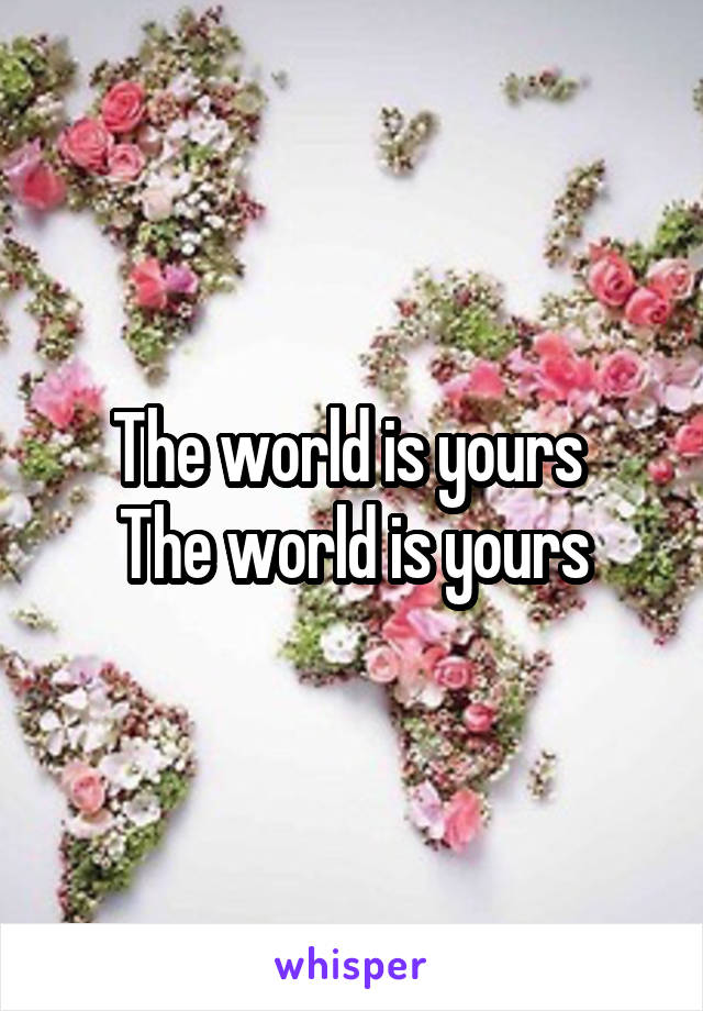 The world is yours 
The world is yours