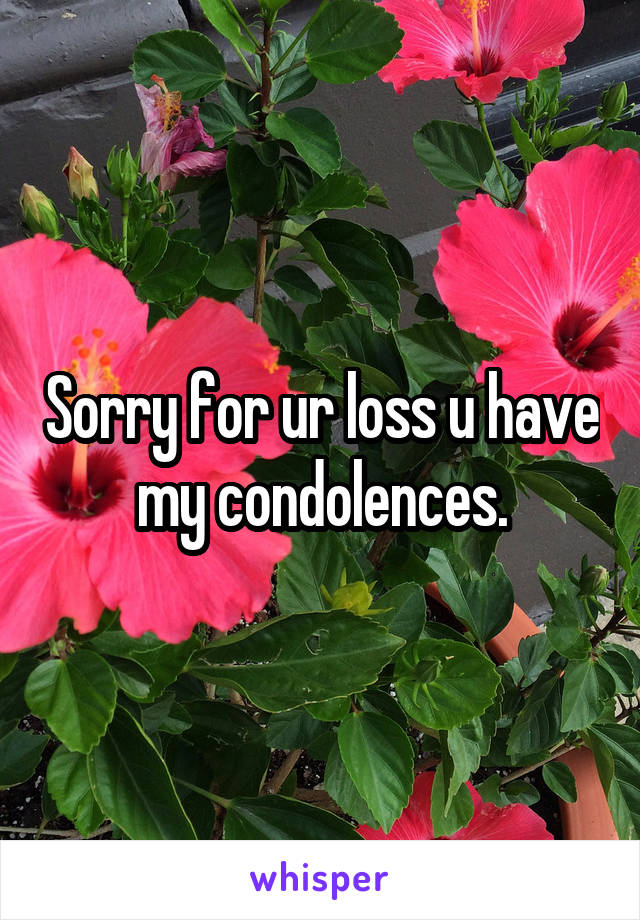 Sorry for ur loss u have my condolences.