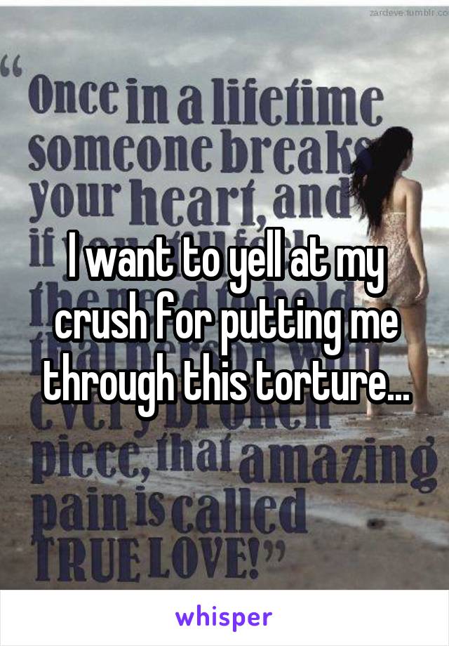 I want to yell at my crush for putting me through this torture...