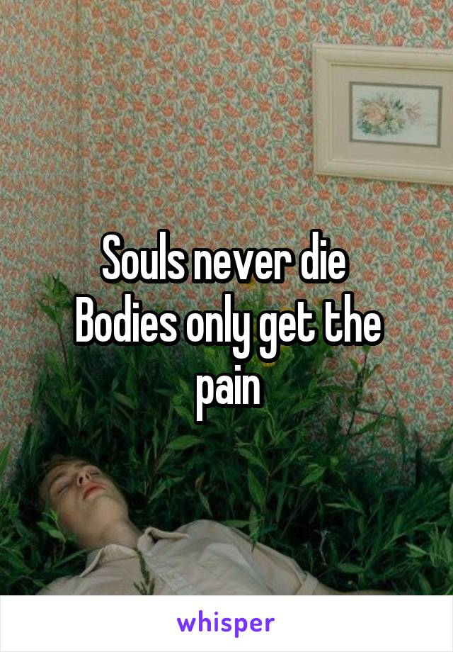 Souls never die 
Bodies only get the pain