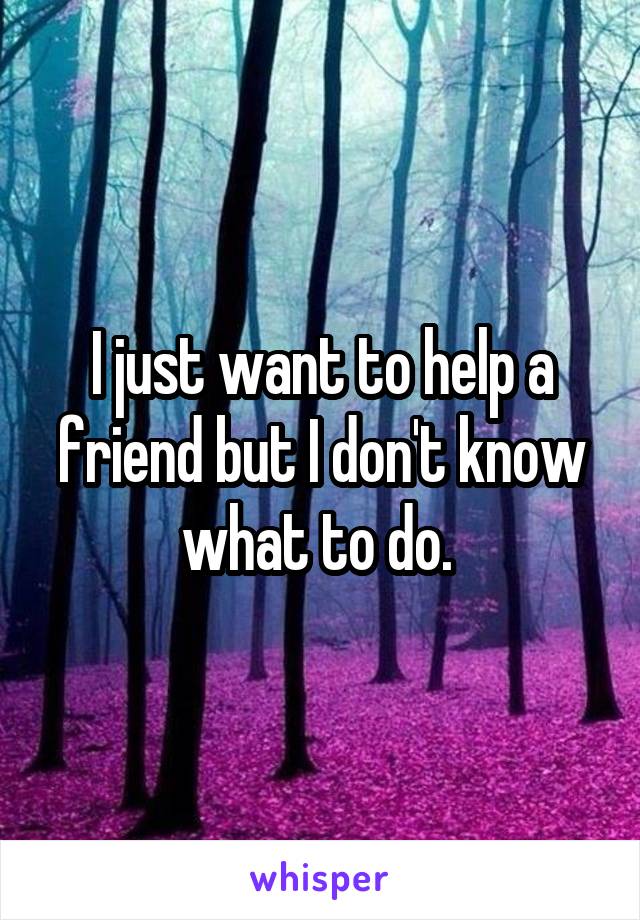 I just want to help a friend but I don't know what to do. 