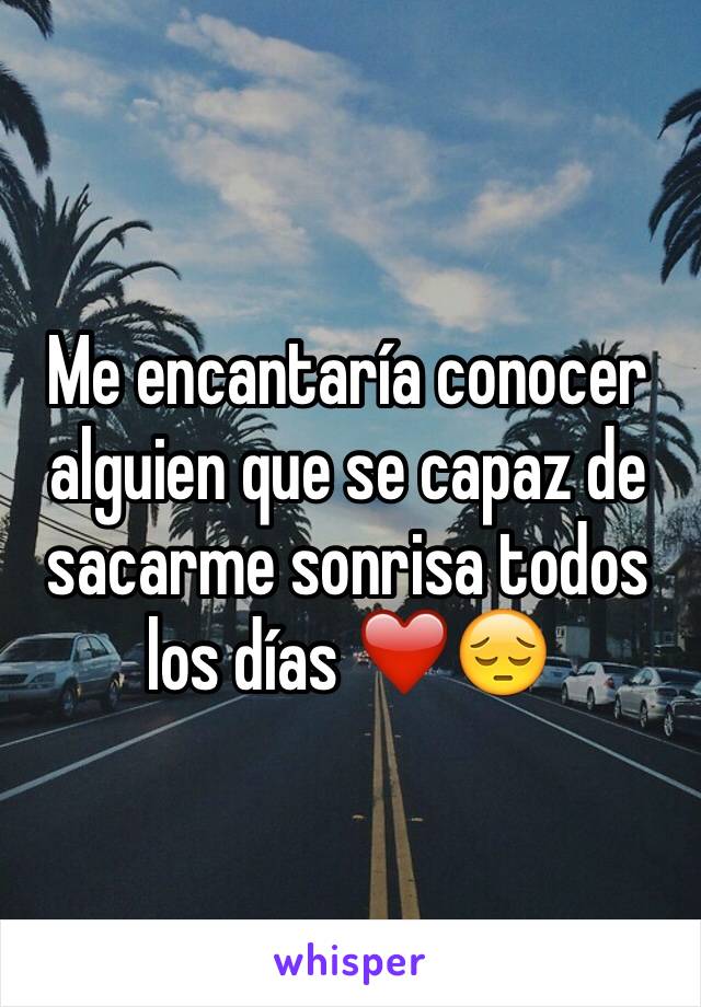 Me encantaría conocer alguien que se capaz de sacarme sonrisa todos los días ❤️😔