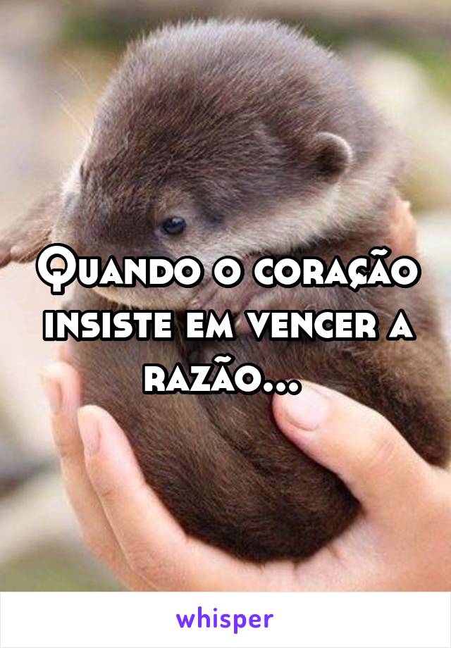 Quando o coração insiste em vencer a razão... 