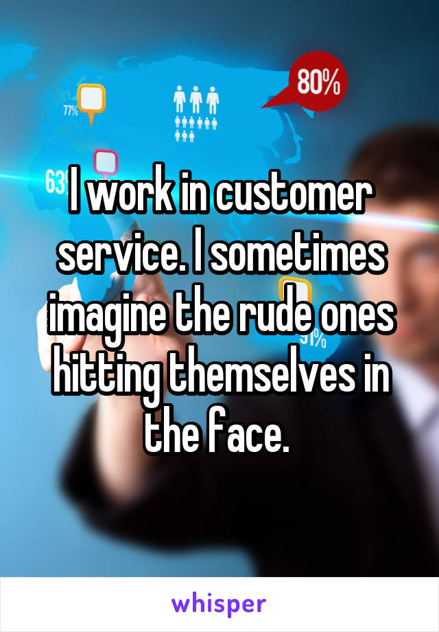 I work in customer service. I sometimes imagine the rude ones hitting themselves in the face. 