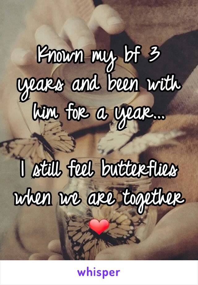 Known my bf 3 years and been with him for a year...

I still feel butterflies when we are together ❤