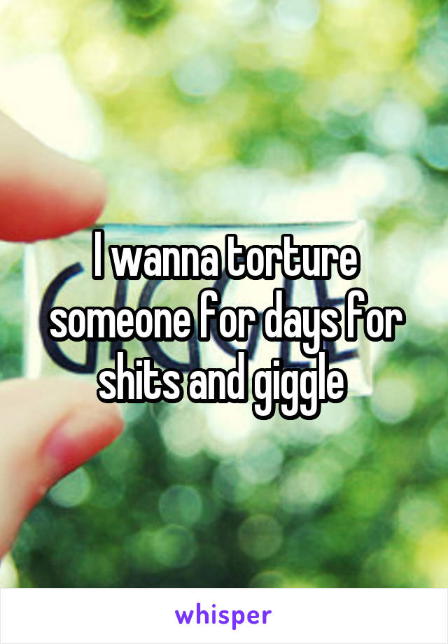 I wanna torture someone for days for shits and giggle 