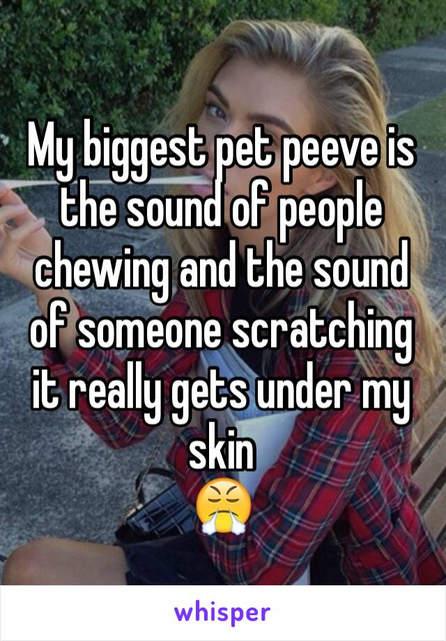 My biggest pet peeve is the sound of people chewing and the sound of someone scratching it really gets under my skin 
😤