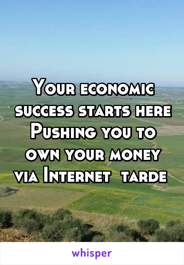 Your economic success starts here
Pushing you to own your money via Internet  tarde 