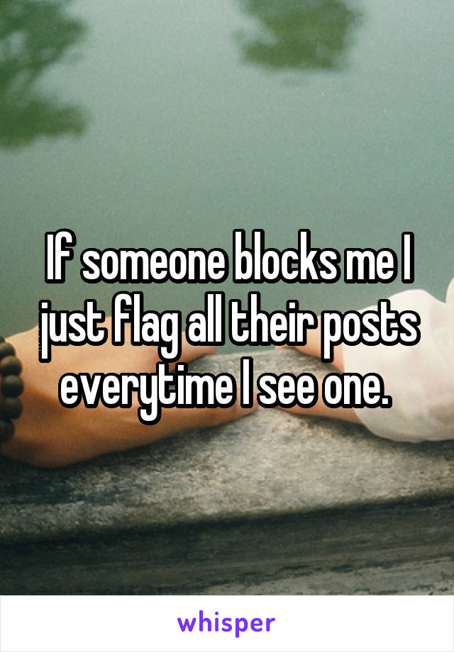 If someone blocks me I just flag all their posts everytime I see one. 