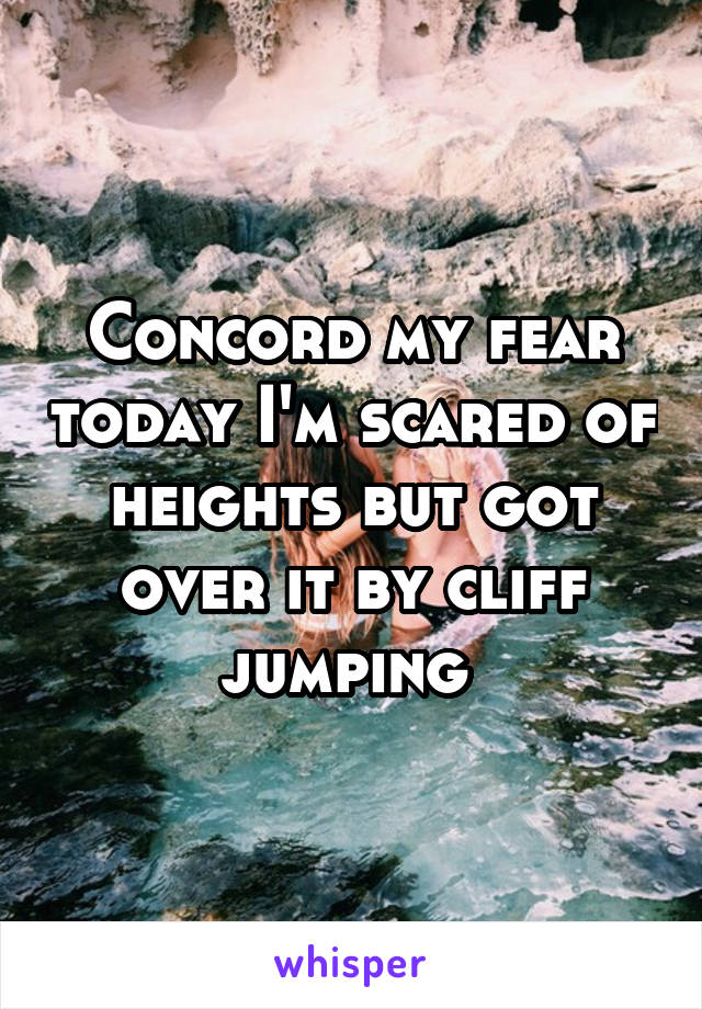 Concord my fear today I'm scared of heights but got over it by cliff jumping 