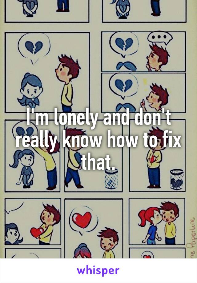 I'm lonely and don't really know how to fix that.