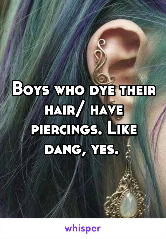 Boys who dye their hair/ have piercings. Like dang, yes. 