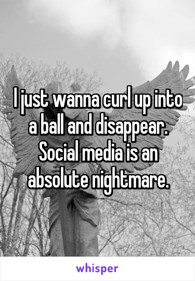 I just wanna curl up into a ball and disappear.
Social media is an absolute nightmare.