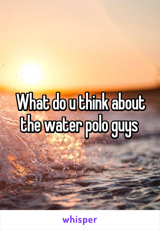 What do u think about the water polo guys 