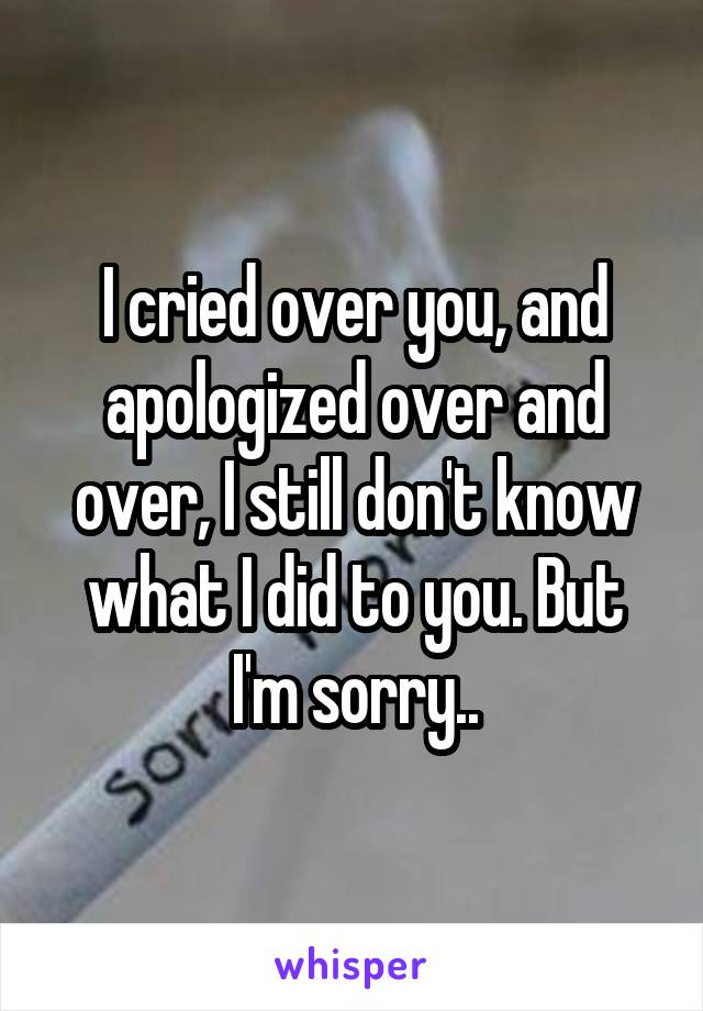 I cried over you, and apologized over and over, I still don't know what I did to you. But I'm sorry..