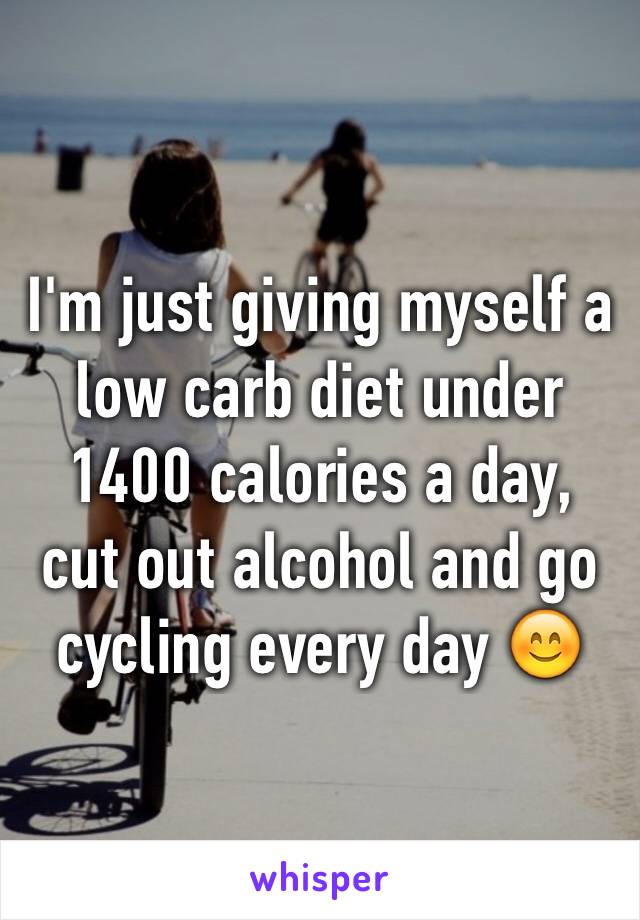 I'm just giving myself a low carb diet under 1400 calories a day, cut out alcohol and go cycling every day 😊