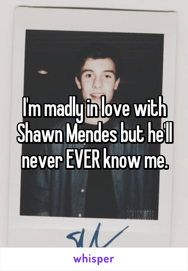 I'm madly in love with Shawn Mendes but he'll never EVER know me.