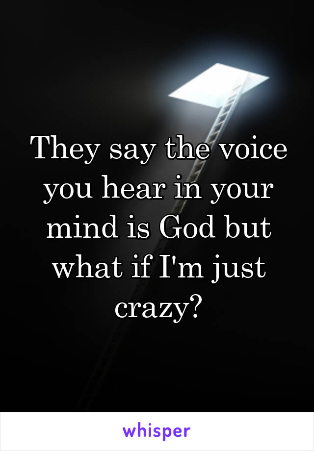 They say the voice you hear in your mind is God but what if I'm just crazy?