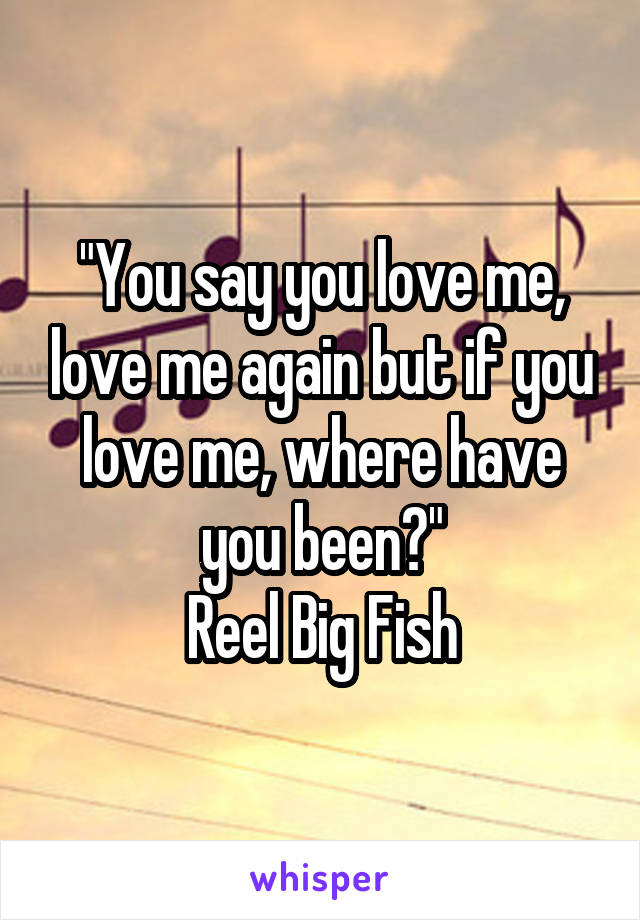 "You say you love me, love me again but if you love me, where have you been?"
Reel Big Fish