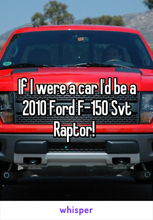 If I were a car I'd be a 2010 Ford F-150 Svt Raptor!  