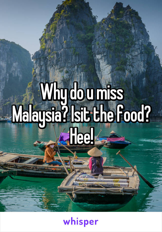 Why do u miss Malaysia? Isit the food? Hee!