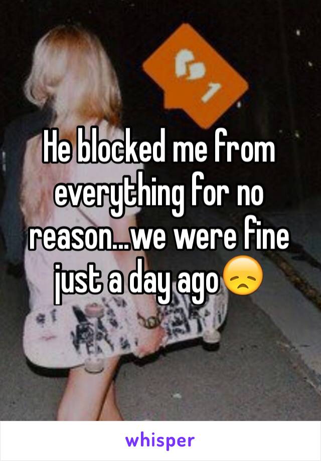 He blocked me from everything for no reason...we were fine just a day ago😞