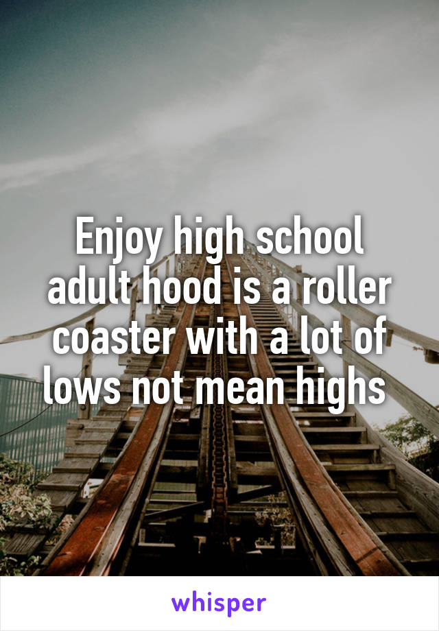 Enjoy high school adult hood is a roller coaster with a lot of lows not mean highs 